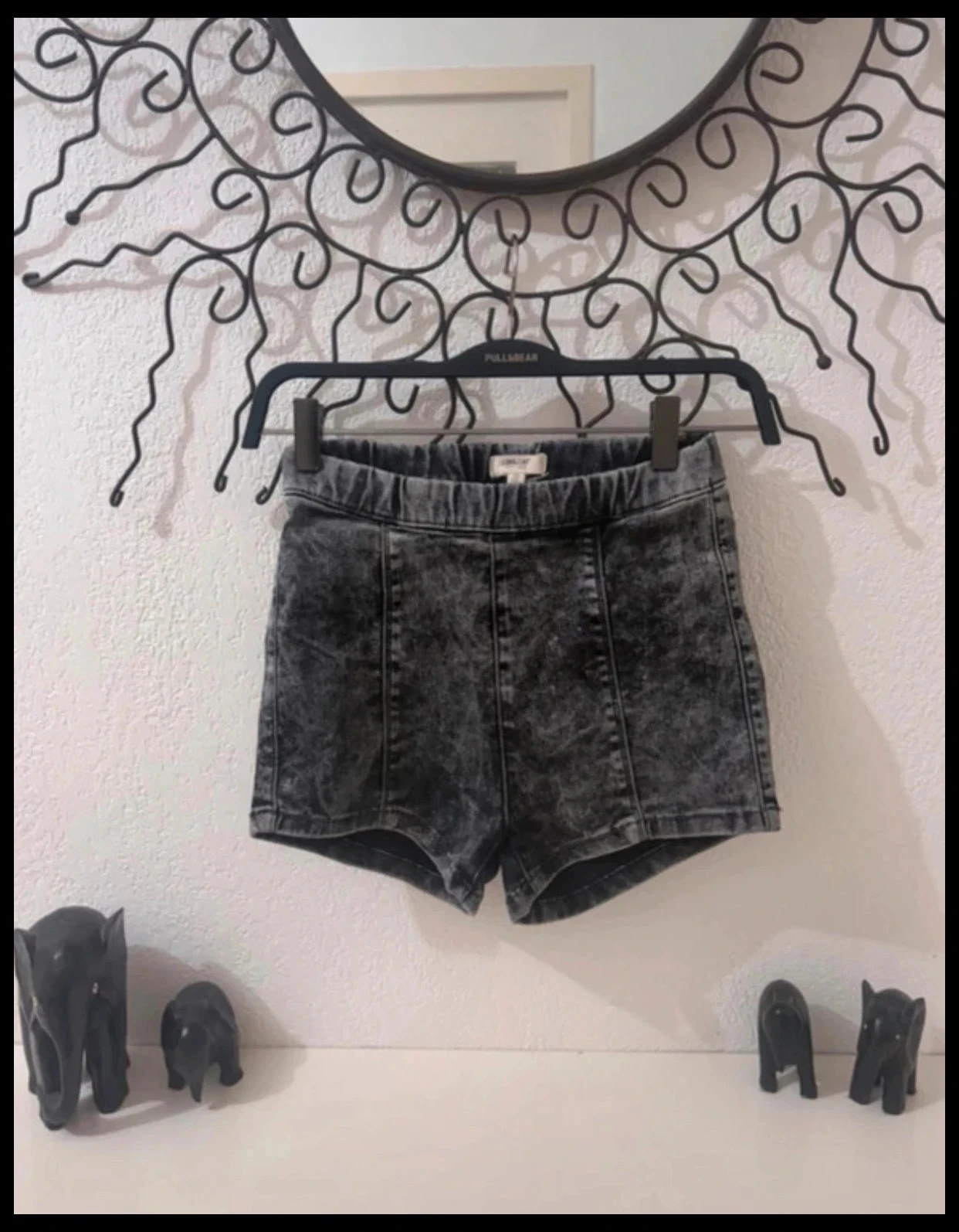 Short en Jean Gris Acid Wash Taille Haute Coolcat – Taille XS